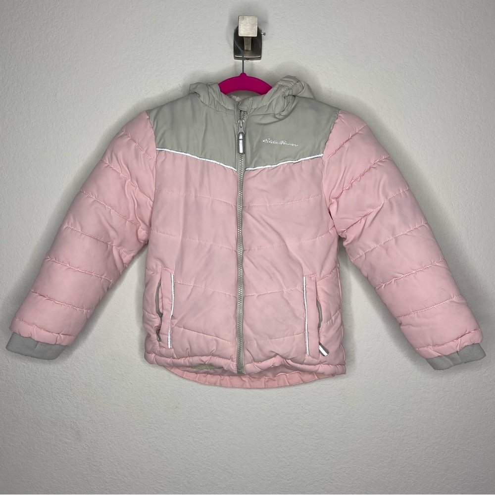 Eddie Bauer Girl Pink Puffy Jacket Hoodie Size 6